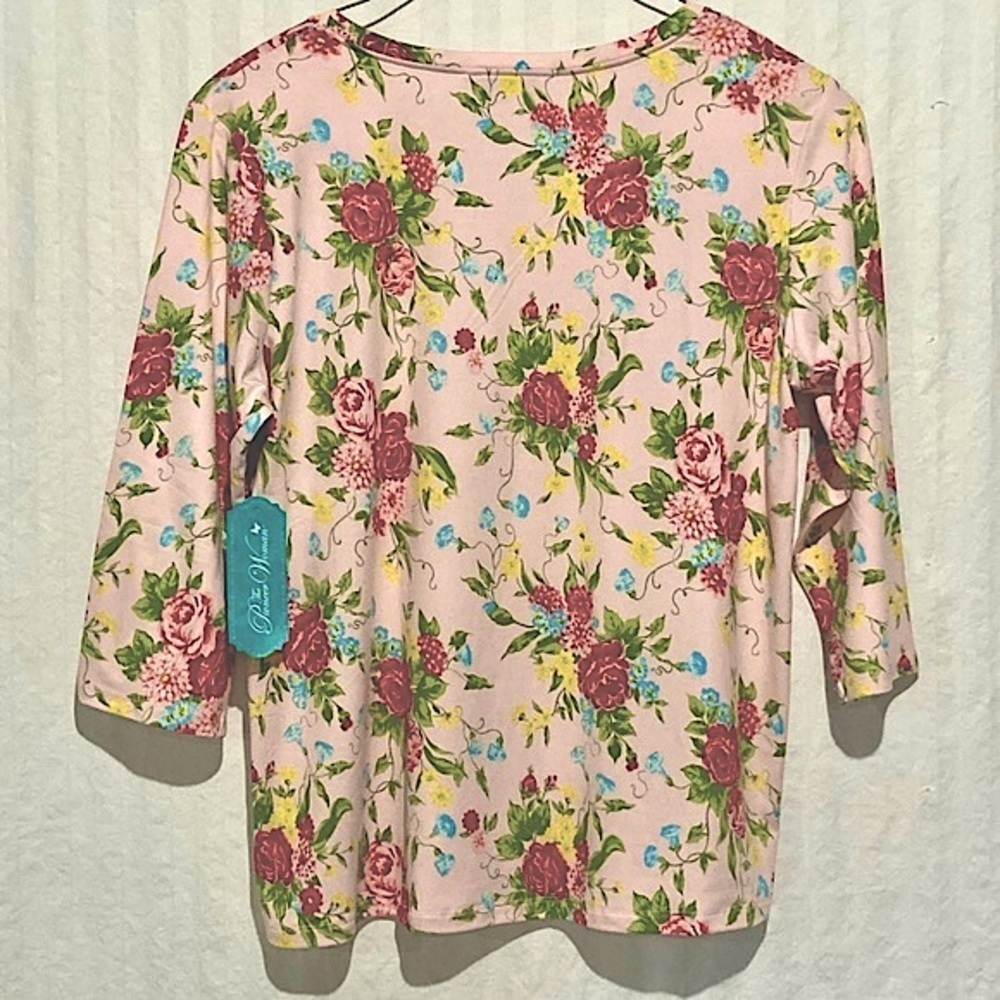 The Pioneer Woman NWT Pink Floral 3/4 Sleeve Blouse, size Large - Picture 7 of 8